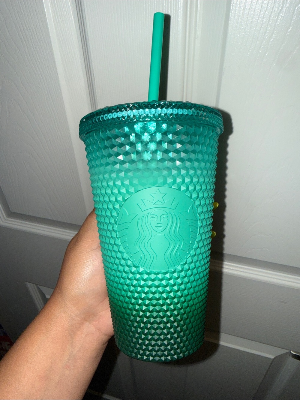 Starbucks Teal Green Studded Cold Cup with Straw